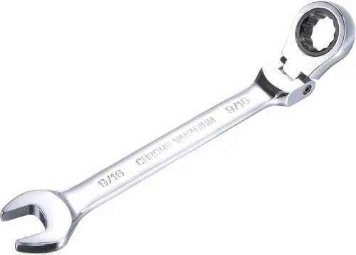 Miniatura 18 de uxcell Llave combinada de trinquete de cabeza flexible de 1/2 pulgada SAE 72 dientes Herramientas de llave de trinquete de 12 puntos, Cr-V