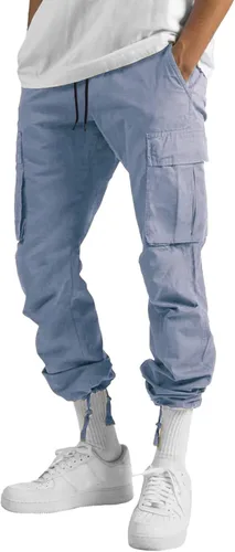 Miniatura 3 de THWEI Pantalones cargo para hombre, pantalones deportivos casuales de algodón, holgados, rectos