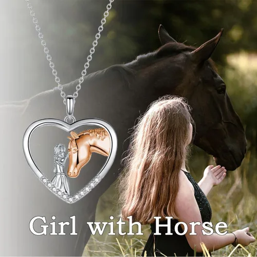 Miniatura 7 de GULICX Regalos de caballos para niñas y mujeres, niñas con collar de caballo, colgante de corazón, regalos de joyería para amantes de los caballos