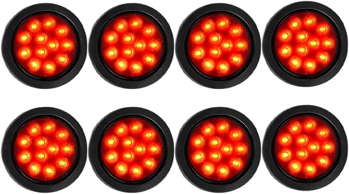Miniatura 71 de Kit de tapones de cableado con cubierta de hule para luz trasera LED redonda de 4", 12 ledes, para RV, camioneta Luz roja - Lente transparente