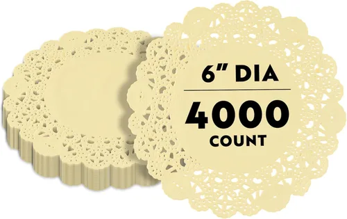 Miniatura 58 de Restaurantware Pastry Tek Blondas de Encaje de 4 x 4 Pulgadas 100 Vajilla Decorativa - Blondas de Mesa Desechables Redondas de Papel Negro