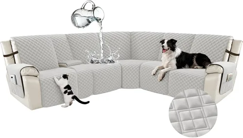 Miniatura 38 de Arfntevss Fundas para sofá seccional reclinable para sofá seccional en forma de L, funda antideslizante lavable para sofá reclinable con forma de L