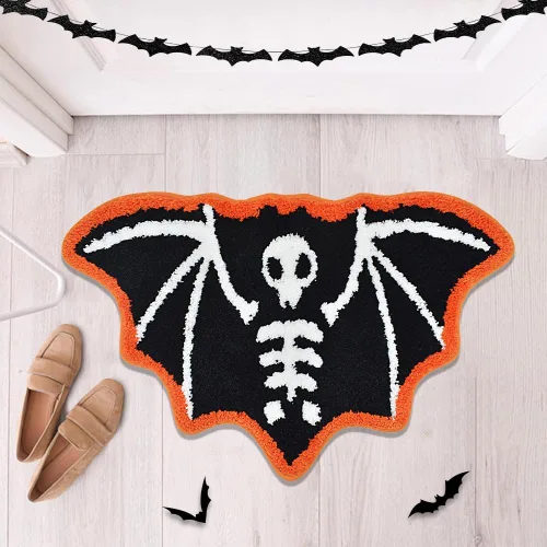 Miniatura 4 de Quimoy Alfombra de baño de murciélagos de Halloween, tapete de baño gótico espeluznante de Halloween, bonito tapete de baño de murciélago