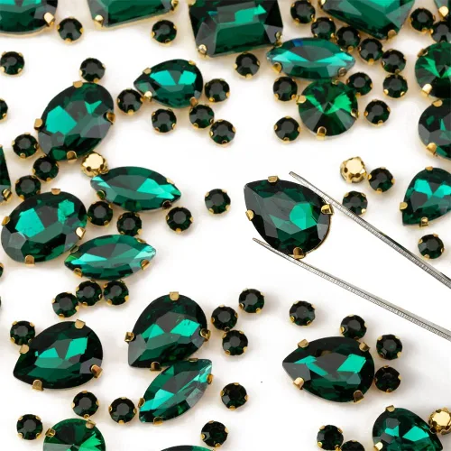 Miniatura 2 de Diamantes de imitación dorados, Choupee Diamantes de imitación para coser, Gemas de vidrio para coser, Joyas para ropa, manualidades de ropa, Garra