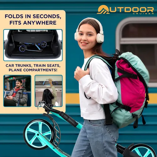 Miniatura 7 de Patinete Cruiser para exteriores a partir de 6 años, para niños, adolescentes y adultos, carga máxima de 250 libras, plegable, ruedas de 8 pulgadas