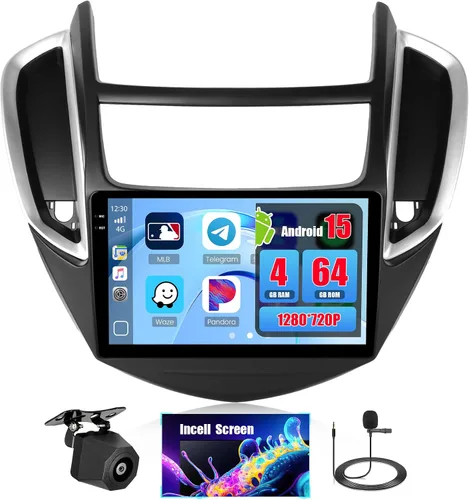 Radio de coche Android 15 de 4+64 GB para 2014 2015 2016 Chevrolet Chevy Trax inalámbrico Carplay Android Auto, pantalla táctil en celda estéreo