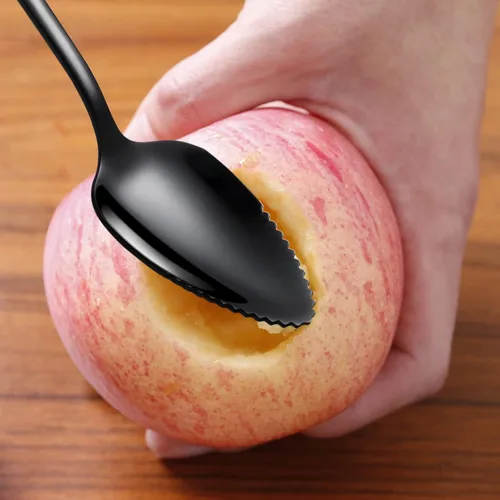 Miniatura 4 de 5 piezas de cucharas para pomelo, juego de utensilios de cuchara para pomelo de acero inoxidable, borde dentado y mango de calibre grueso