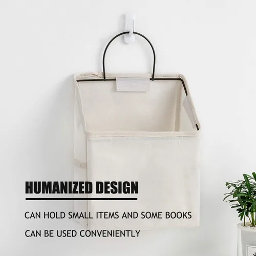 Miniatura 6 de Bolsas de almacenamiento para colgar en la pared, cesta organizadora de escritorio, cesta de almacenamiento colgante de lino y algodón para cocina