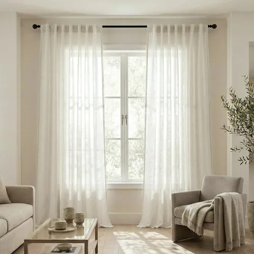 Miniatura 37 de Cortinas de lino azul claro de 90 pulgadas de largo para sala de estar, dormitorio de niñas, guardería, decoración acogedora de verano, bolsillo