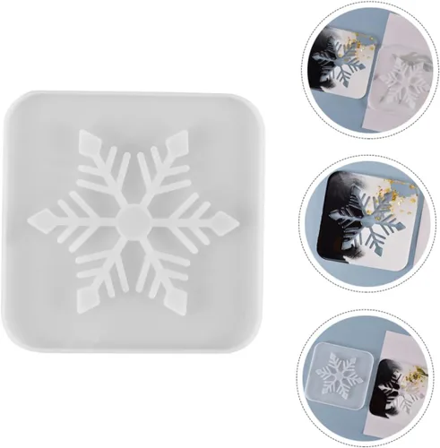 Miniatura 8 de CORHAD 1 posavasos de copo de nieve de silicona hueca para tapete de copa, posavasos de copo de nieve antiadherente, fácil de limpiar