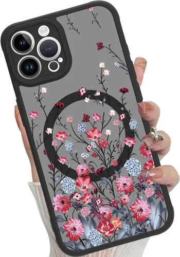 Miniatura 19 de Funda magnética para iPhone 17 Pro [compatible con MagSafe], bonita funda de moda con estampado de leopardo negro, translúcida, mate, parte trasera