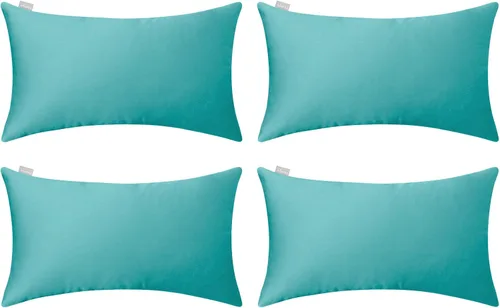 Miniatura 74 de Thmyo - Paquete de 4 fundas de almohada decorativas de 100 % algodón para lumbar, cómodas, sólidas, para Navidad/Halloween, fundas de cojín Blanco