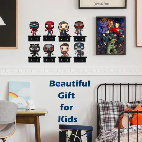 Miniatura 5 de Paquete de 12 estantes acrílicos negros para cajas Funko Pop, estante de exhibición de pared para figuras de juguete coleccionables, figura