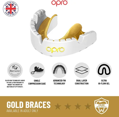 Miniatura 8 de OPRO - Protector bucal Gold Level para aparatos dentales, protector bucal moldeable para comodidad y ajuste para boxeo, hockey, artes marciales Azul