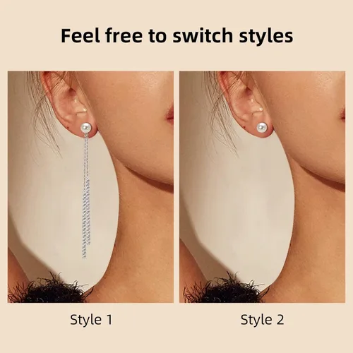 Miniatura 7 de Aretes colgantes de perlas para mujer, plata de ley 925, perlas de agua dulce, piedra natal de junio, aretes colgantes de perlas largas, regalos