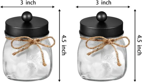Miniatura 7 de Amolliar Mason Jar - Organizador de tocador de baño, decoración de granja, recipiente dispensador de vidrio, tarros Mason de 8 onzas y tapas