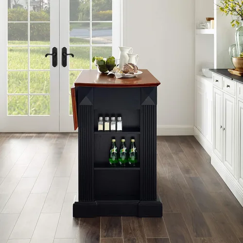 Miniatura 10 de Crosley Furniture Isla de cocina Drop Leaf/Barra de desayuno, negro
