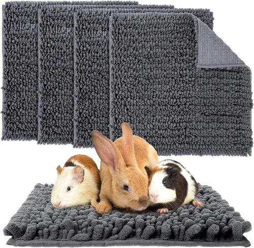 Miniatura 22 de Amylove 4 Piezas Forro de Jaula para Conejo de Indias Ropa de Cama para Conejo de Indias Alfombrilla para Puerta de Perro para Patas de Mascotas
