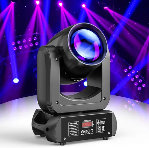 U`King Luces de Cabeza Móvil con Haz de 150W, Prisma de 18 Facetas, Estroboscópico/Haz/Foco/Iluminación de Escenario Wash, 8 Gobos y 8 Colores, Foco