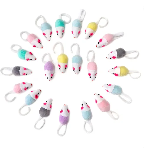 Miniatura 6 de CHIWAVA Paquete de 36 ratones interactivos pequeños de 1.8 pulgadas con sonajero de hierba gatera para gatos