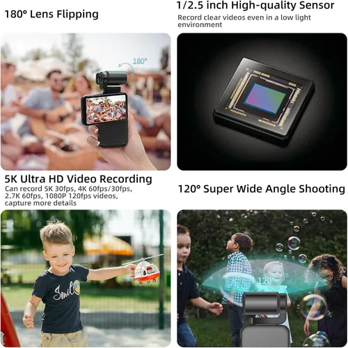 Miniatura 2 de ORDRO M3 Cámara de Bolsillo 4K 60FPS Videocámara de Mano, Cámara de Video 48MP UHD con Pantalla IPS Giratoria de 3.5 Pulgadas, Cámara WiFi Nocturna