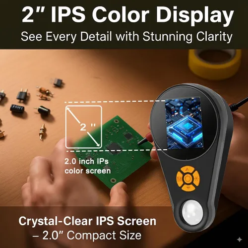 Miniatura 3 de Lupa con microscopio digital de luz de mano 2.0 pulgadas IPS pantalla a color, lupa digital portátil 500x, microscopios Marco, 8 luces LED, USB