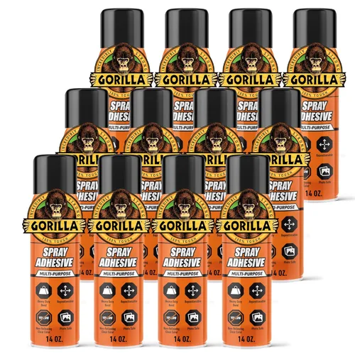 Miniatura 11 de Gorilla Adhesivo en aerosol resistente, pegamento transparente, 14 onzas (paquete de 1), multiusos con boquilla cómoda para interiores o exteriores