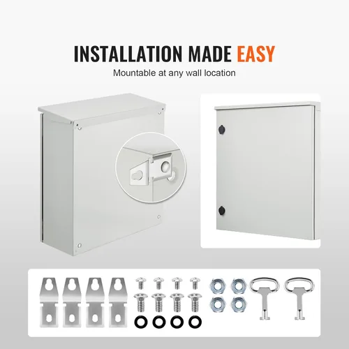 Miniatura 6 de VEVOR Carcasa Eléctrica, 24'' x 24'' x 8'', Carcasa Exterior NEMA 4, IP65 Impermeable y a Prueba de Polvo de Acero al Carbono Laminado en Frío, Caja