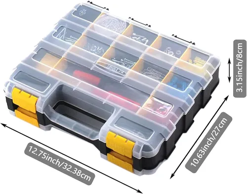 Miniatura 5 de AIDY-PRO Caja Organizadora de Ferretería 34 Compartimentos Organizador de Piezas Pequeñas con Divisores Extraíbles Plástico Duradero Caja de Amarillo