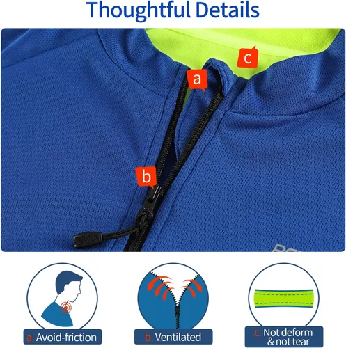 Miniatura 27 de BERGRISAR Camisetas básicas de ciclismo para hombre, manga corta, bolsillos con cremallera