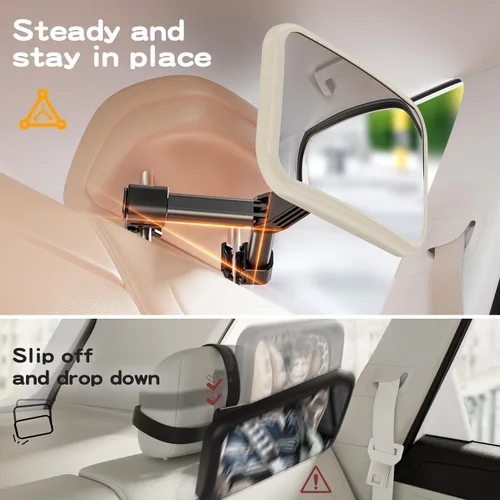 Miniatura 2 de Espejo de Coche para Bebé con Diseño de Gancho para Bebé, Espejo de Coche Anti-sacudido para Asiento de Bebé, Espejo Trasero para Recién Nacidos