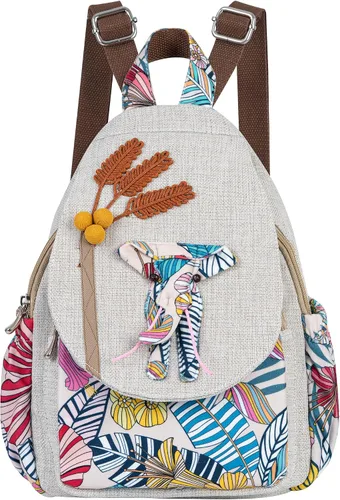 Miniatura 179 de HUANGGUOSHU Mochila de algodón tejida de algodón bohemio con bordado de lona estilo bohemio con múltiples bolsillos retro linda mochila cartera