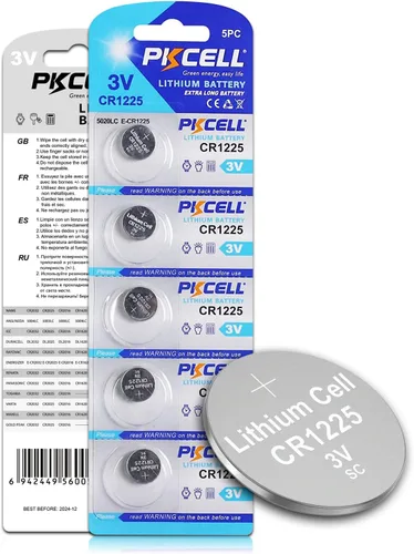 Miniatura 9 de PKCELL CR1225 batería de litio de 3 V, modelo CR 1225, pilas de botón para termómetro, vida útil de 5 años (5 unidades)