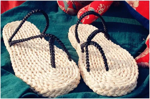Miniatura 2 de Sandalias de paja hechas a mano con chanclas de playa, para cosplay