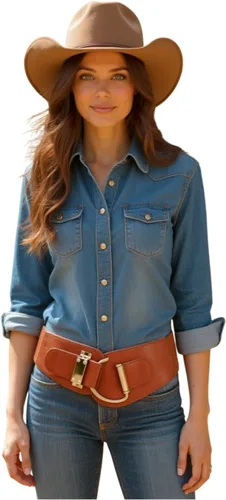Miniatura 74 de TFJ - Cinturón ancho de moda para mujer, cintura alta, hebilla de gancho de metal dorado, talla XS, S, M, L, XL
