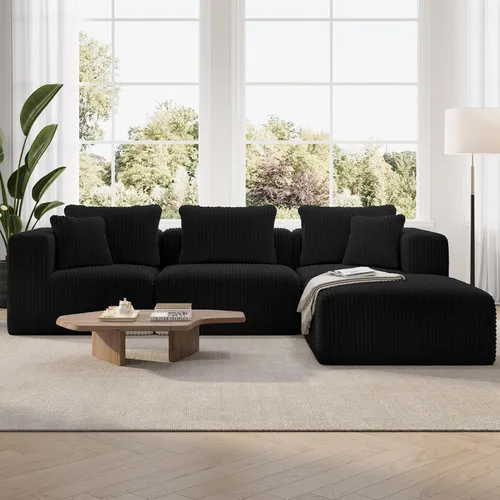 Miniatura 51 de Novilla 141" Sofá seccional modular, sofá seccional moderno en forma de nube con soporte Smarts Coil™, sofá sin huesos en forma de U para sala