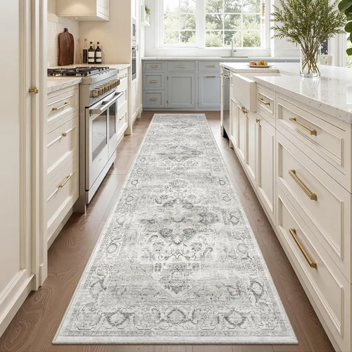 Miniatura 31 de Alfombra de pasillo lavable de 2 x 6 pies - Alfombras de cocina con respaldo antideslizante vintage suave estilo granja, alfombra de entrada