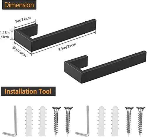 Miniatura 6 de JOPOFI Toallero de mano de 2 piezas, toallero de acero inoxidable grueso para pared de baño, barra de toalla de mano rectangular de diseño moderno