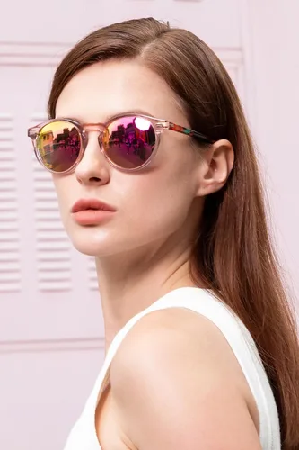 Miniatura 52 de CARFIA Gafas de sol polarizadas de acetato redondo para mujer, protección UV de cara pequeña con funda de cuero CA5288