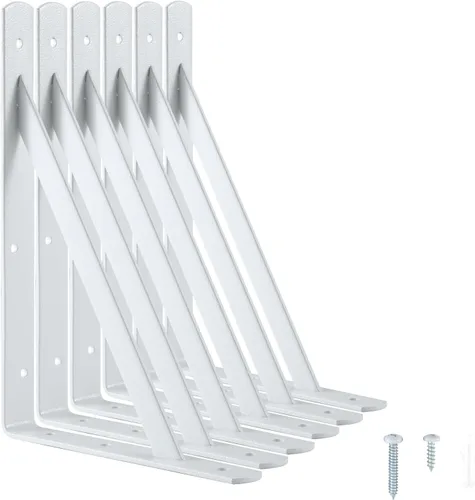 Miniatura 9 de Soportes de estante de servicio pesado de 12 x 8 pulgadas, paquete de 6 soportes de estantes de metal negro, capacidad de carga: 600 lb, soporte