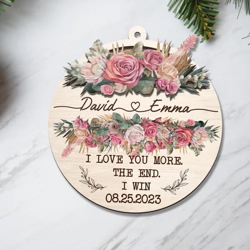 Miniatura 8 de V VIBEPY Impreso en toda la superficie, adornos personalizados para parejas, adornos de Navidad, adornos de boda, 3.5 pulgadas, adornos de 3 capas