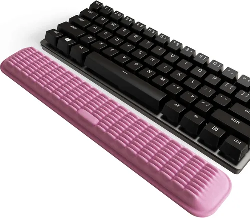 Miniatura 10 de MEKASS Reposamuñecas para teclado para teclado compacto del 60%, soporte ergonómico de espuma viscoelástica suave para muñeca con base Negro