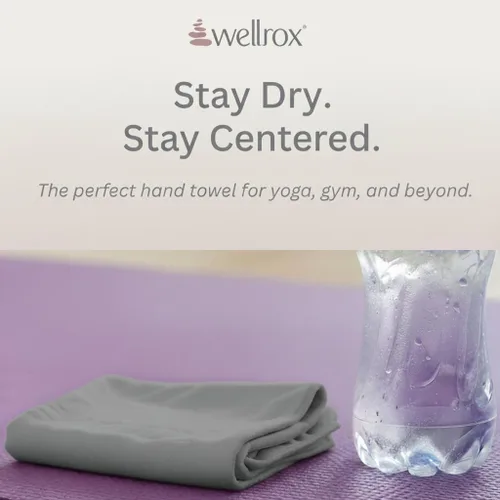 Miniatura 6 de Wellrox Toalla de mano de yoga de microfibra, súper suave, de secado rápido, antideslizante para pilates, gimnasio y entrenamientos