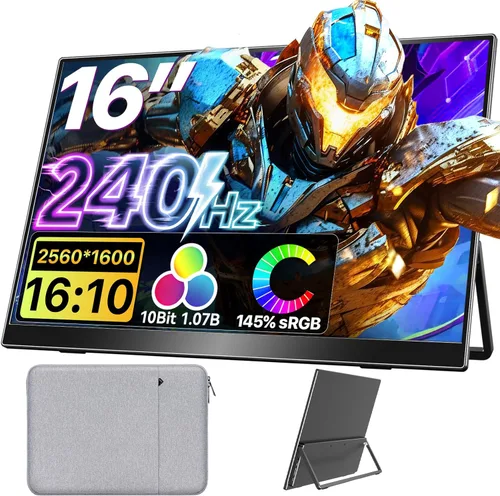 Miniatura 14 de Upperizon Monitor portátil de 16 pulgadas 2K QHD 2560X1600 145% sRGB 120Hz IPS HDR HDMI USB-C Monitor de viaje para laptop, MacBook, PC, Surface PS5