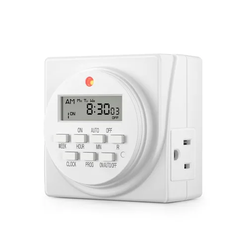 Miniatura 10 de BN-LINK Temporizador de luz digital para interiores, enchufe programable de 7 días con 2 salidas independientes de 3 clavijas, para lámparas
