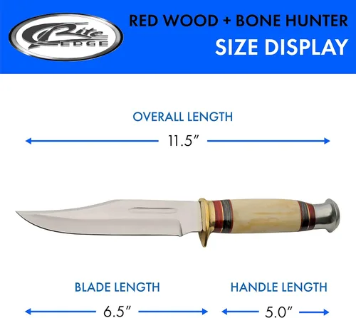 Miniatura 3 de SZCO Full Tang - Cuchillo de caza de 11.5 pulgadas, cuchillo de bolsillo con hoja de acero inoxidable, mango y funda de cuero, cuchillo
