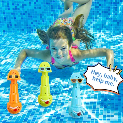 Miniatura 3 de Juego de 3 juguetes de buceo en la piscina para niños, divertidos huevos de payaso para buceo, juguetes de piscina para niños, perfectos para niños