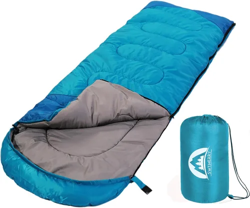 SWTMERRY Saco de dormir para 3 estaciones (verano, primavera, otoño) clima cálido y fresco, ligero, impermeable, para uso en interiores y Verde