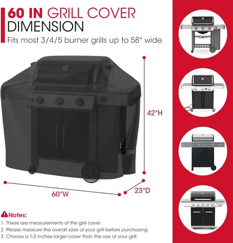 Miniatura 3 de Cobertor Unicook impermeable para parrilla a gas: de 60 pulgadas, resistente a la decoloración y a los rayos UV, duradero y práctico, para parrillas