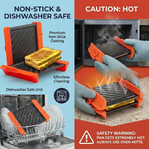 Miniatura 6 de Sandwichera para microondas Sandwichera de prensa Panini Bandeja para parrilla de microondas Grill rápido y apto para lavavajillas